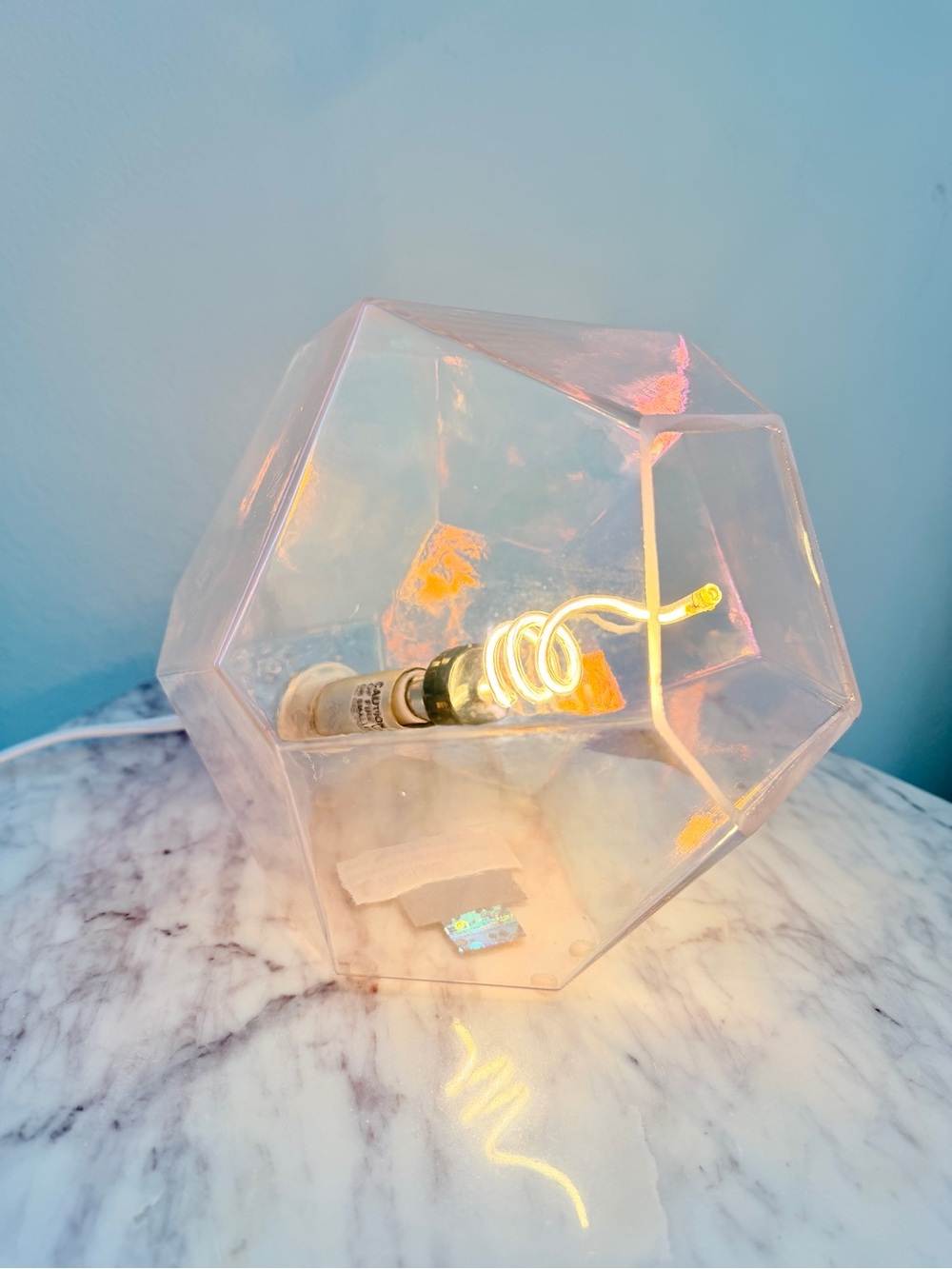 💡 ANTHROPOLOGIE Nina Accent Lamp Geometric Iridescent Glass Table Lamp